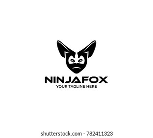 Ninja Fox Logo Template. Gamer Vector Design. Animal Illustration