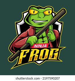 ninja frog mascot gaming logo illustration