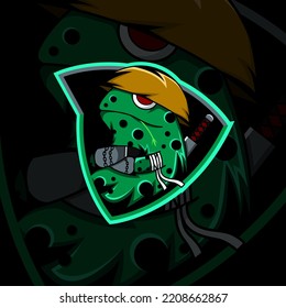 La ilustración gráfica vectorial de rana Ninja es buena para los logotipos de canales, su equipo de esports y más.