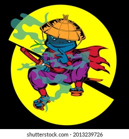 Ninja Frog vector illustration for clothes design purposes