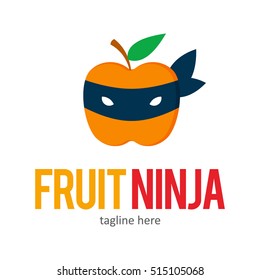 NINJA FRUIT LOGO ICON SYMBOL EMBLEM TEMPLATE