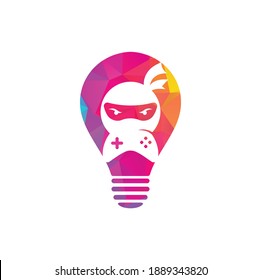 Ninja game bulb shape concept logo design. Ninja Gaming Logo Images Stock Vectors. Ninja Game-pad logo design icon