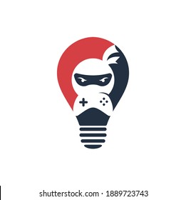 Ninja game bulb shape concept logo design. Ninja Gaming Logo Images Stock Vectors. Ninja Game-pad logo design icon