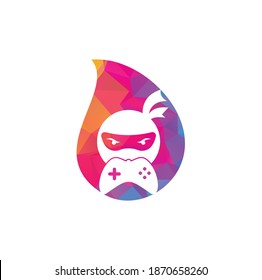 Ninja game drop shape concept logo design. Ninja Gaming Logo Images Stock Vectors. Ninja Game-pad logo design icon