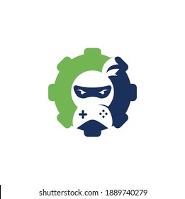 Ninja game gear shape concept logo design. Ninja Gaming Logo Images Stock Vectors. Ninja Game-pad logo design icon