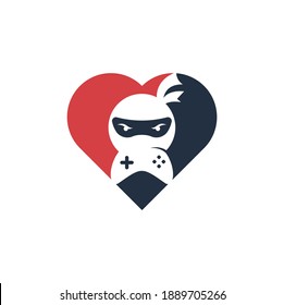 Ninja game heart shape concept logo design. Ninja Gaming Logo Images Stock Vectors. Ninja Game-pad logo design icon