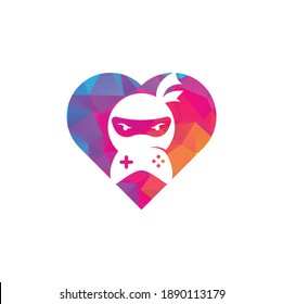 Ninja game heart shape concept logo design. Ninja Gaming Logo Images Stock Vectors. Ninja Game-pad logo design icon