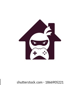 Ninja game home shape concept logo design. Ninja Gaming Logo Images Stock Vectors. Ninja Game-pad logo design icon