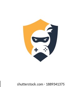 Ninja game shield shape concept logo design. Ninja Gaming Logo Images Stock Vectors. Ninja Game-pad logo design icon