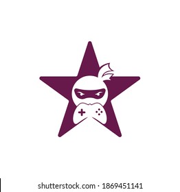 Diseño del logotipo de la forma estrella del juego Ninja. Vectores de material para imágenes con logotipo de juegos Ninja. Icono de diseño del logotipo del teclado de juego Ninja