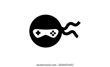 ninja gaming Logotipo, poder gamer,, silhueta isolada preta