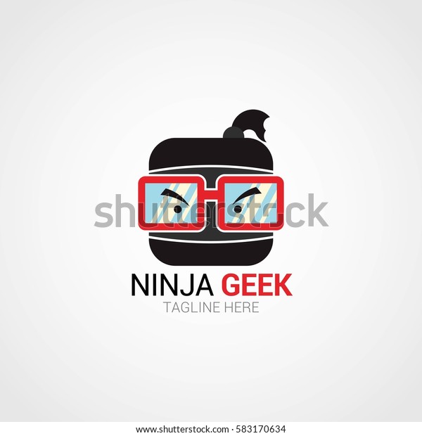 Ninja Geek Logo Design Template Vector Stock Vector (Royalty Free ...