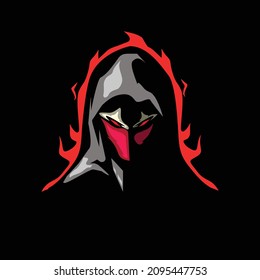 ninja ghost mascot logo gaming,illustration ghost ninja vector