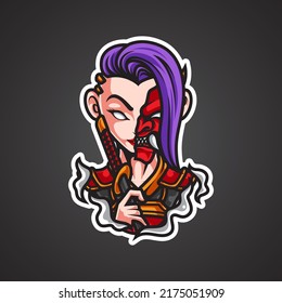 NINJA GIRL SPORT MASCOT LOGO