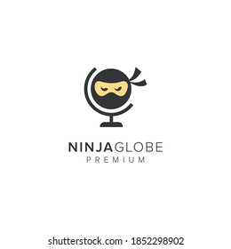 Ninja Globe Logo Vector Icon