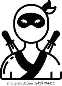 Ninja-Glyphe und Linienvektordarstellung