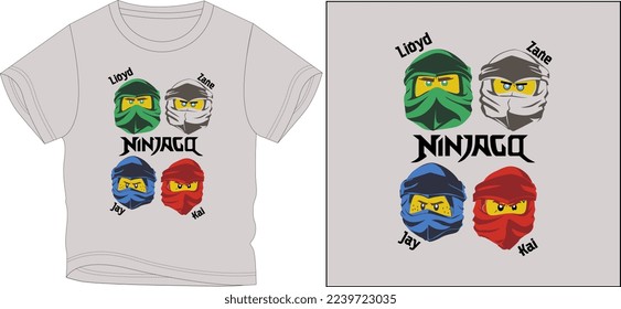 imagen vectorial de diseño gráfico de ninja go face t shirt \