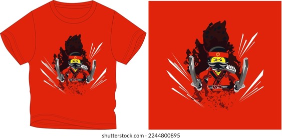 NINJA GO IN FIGHTS camiseta diseño gráfico ilustración vectorial \