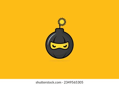 Ninja Grenade oder Bomb Vektorgrafik. Das Icon-Konzept von Feiertagen oder Kriegsobjekten. Logo-Ninja-Boom-Kunstillustration.