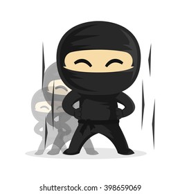 Ninja Creciendo Alcance Muy Rápido Carácter Vector