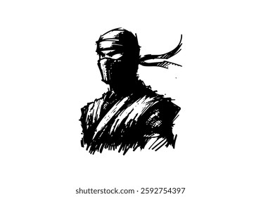 Ninja hand drawn sketch vector