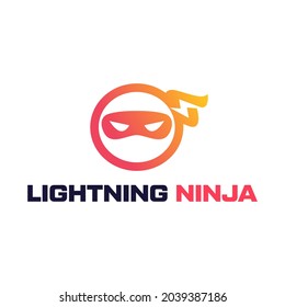 Ninja Kopf und Bolzen Logo Design. Lightning Ninja moderne Logo Design.