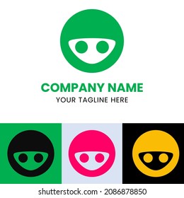 ninja head logo cute icon with eyes