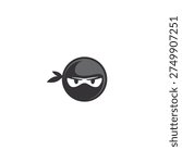 Ninja head logo icon flat vector design