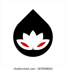 Ninja head with lotus mask in flat design illustration simple graphic design