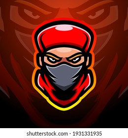 Ninja head mascot esport logo design