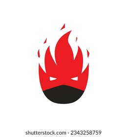Ninja Head Red Fire Logo