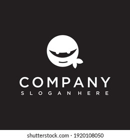 ninja head silhouette logo design
