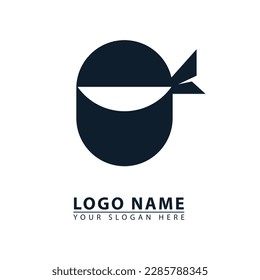 ninja head simple logo icon vector. Abstract graphic in simple flat illustration style.