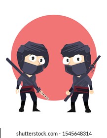 ninja heroes vector illustration design