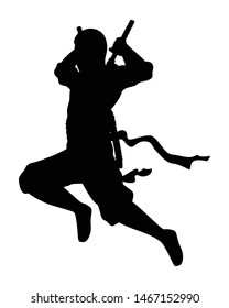 A ninja with his weapon silhouette vector