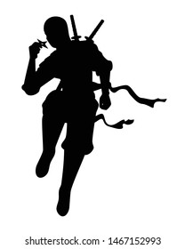 A ninja with his weapon silhouette vector