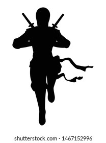 A ninja with his weapon silhouette vector
