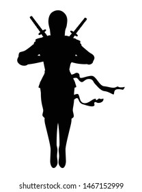 A ninja with his weapon silhouette vector