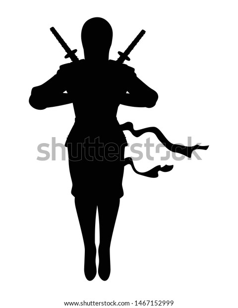 Ninja His Weapon Silhouette Vector Stock Vector (Royalty Free ...