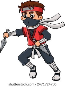 Ninja Holding a Kuna Cartoon Colored Clipart 