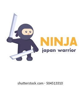 ninja holding swords in hands in flat style