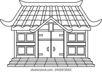 Ninja House Isolated Coloring Page for Kids