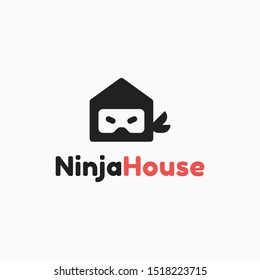 Ninja house logo template vector icon. House,home,real estate with ninja face illustration. EPS 10.