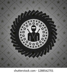 ninja icon inside black emblem. Vintage.