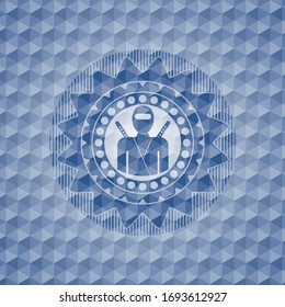 ninja icon inside blue polygonal badge.