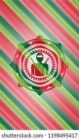 ninja icon inside christmas colors emblem.