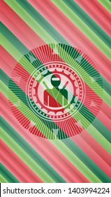 ninja icon inside christmas colors badge.