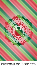 ninja icon inside christmas emblem background.