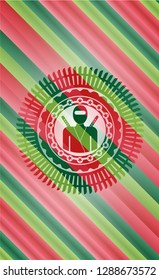 ninja icon inside christmas style emblem.