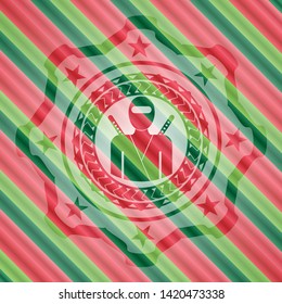 ninja icon inside christmas style badge..